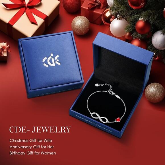 CDE Infinity Heart Birthstone Charm Link Bracelet for Women 925 Sterling Silver - Picture 7 of 7